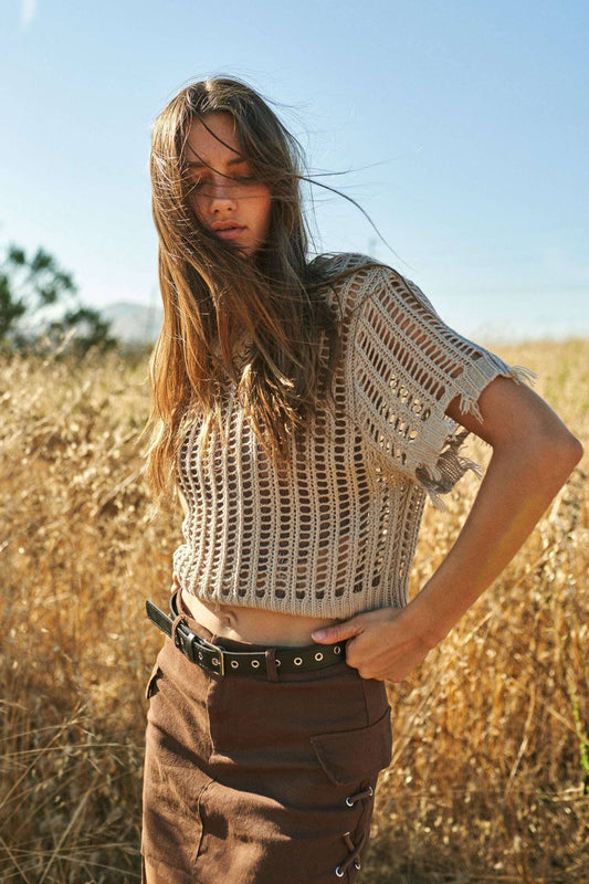 Crochet Cropped Knit Top