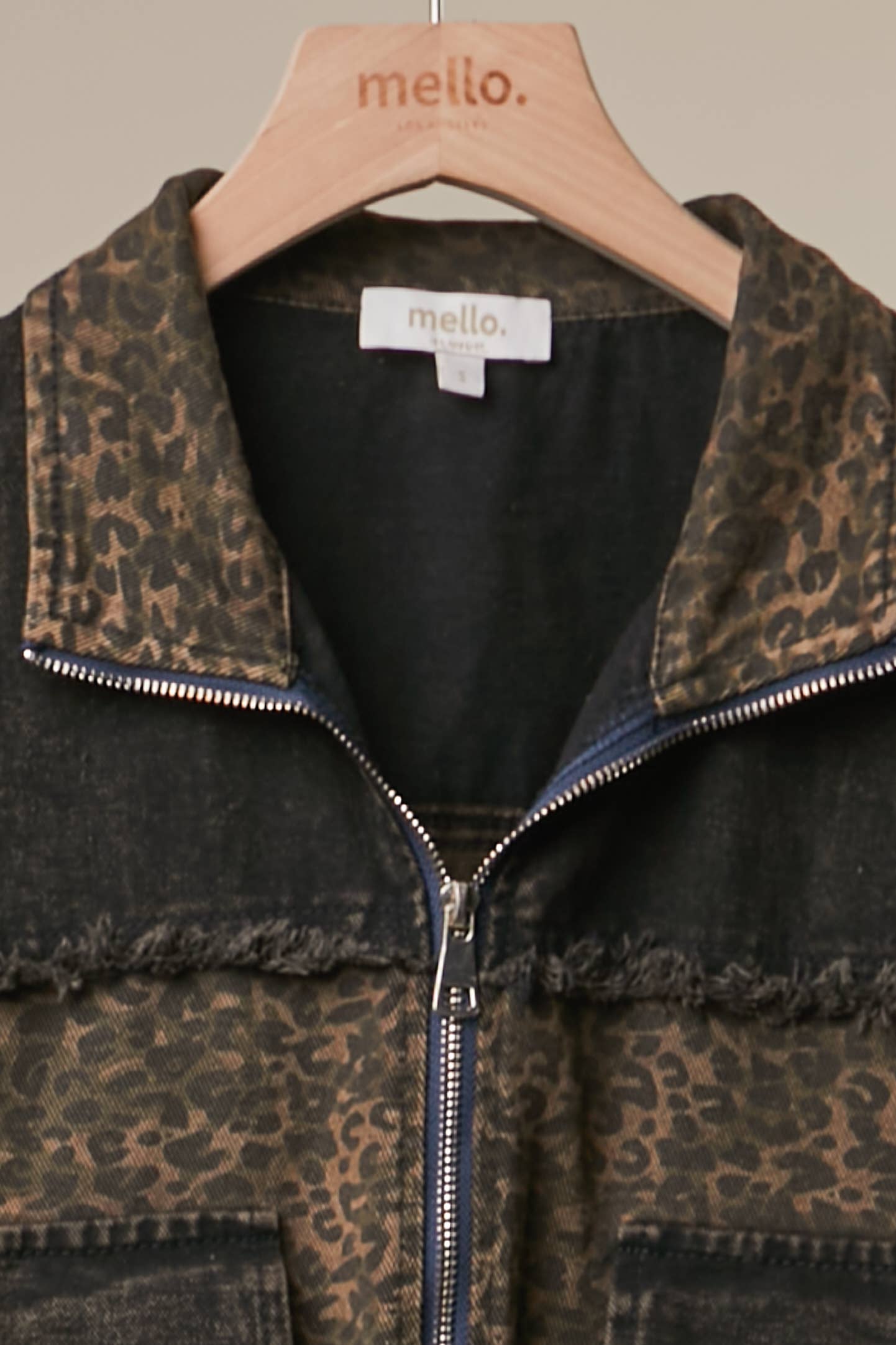 Denim Cargo Jacket with Floral Contrast Panels