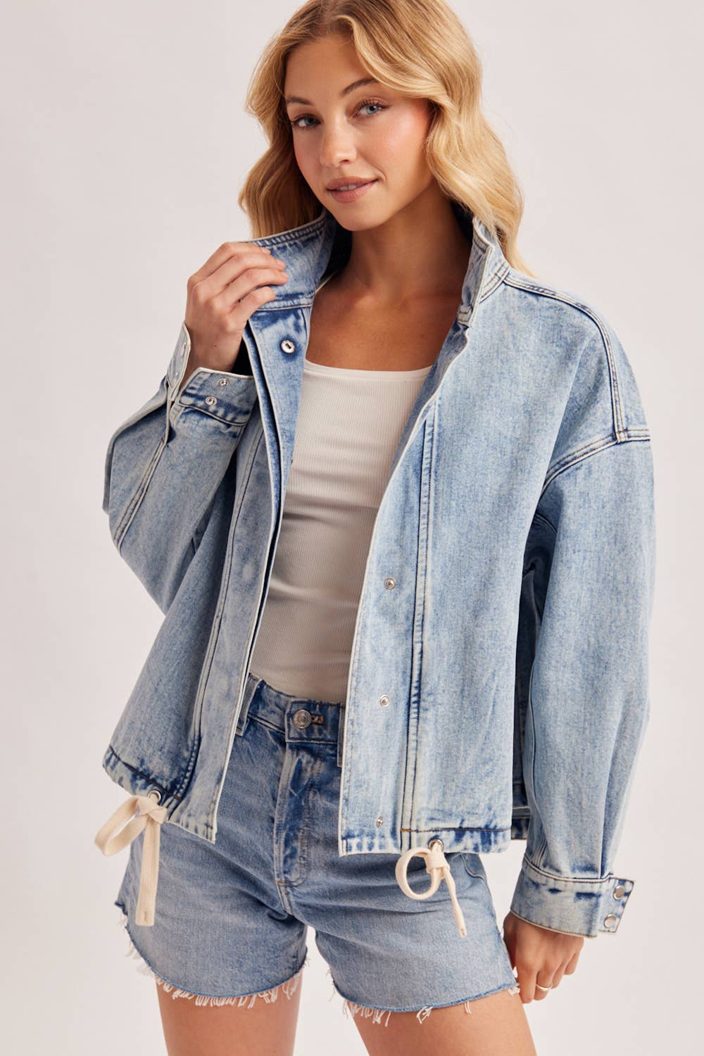 Mindy Funnel Neck Denim Jacket