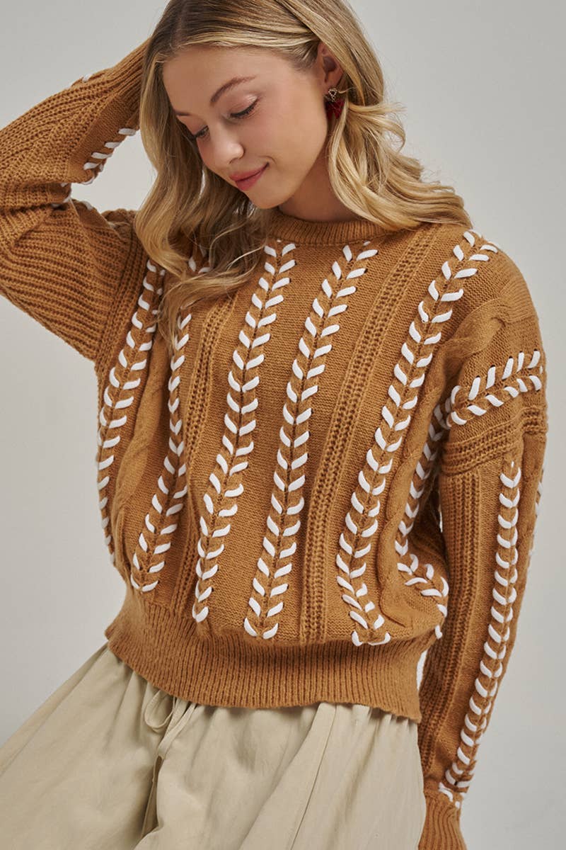 COZY WESTERN INSPIRED SWEATER TOP WHIPSTITCH_JLT00469-01