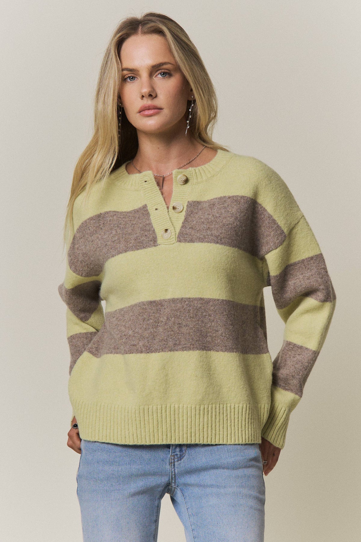 COZY CHIC STRIPED SWEATER - CESW4374