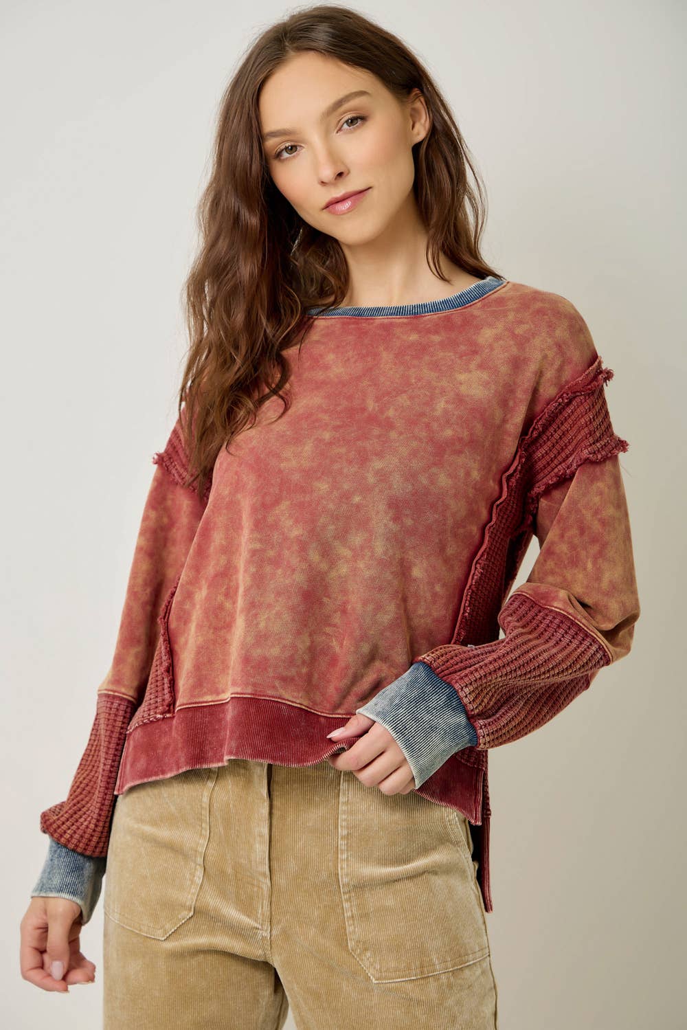 61618 Mixed Media Washed Sweatshirt