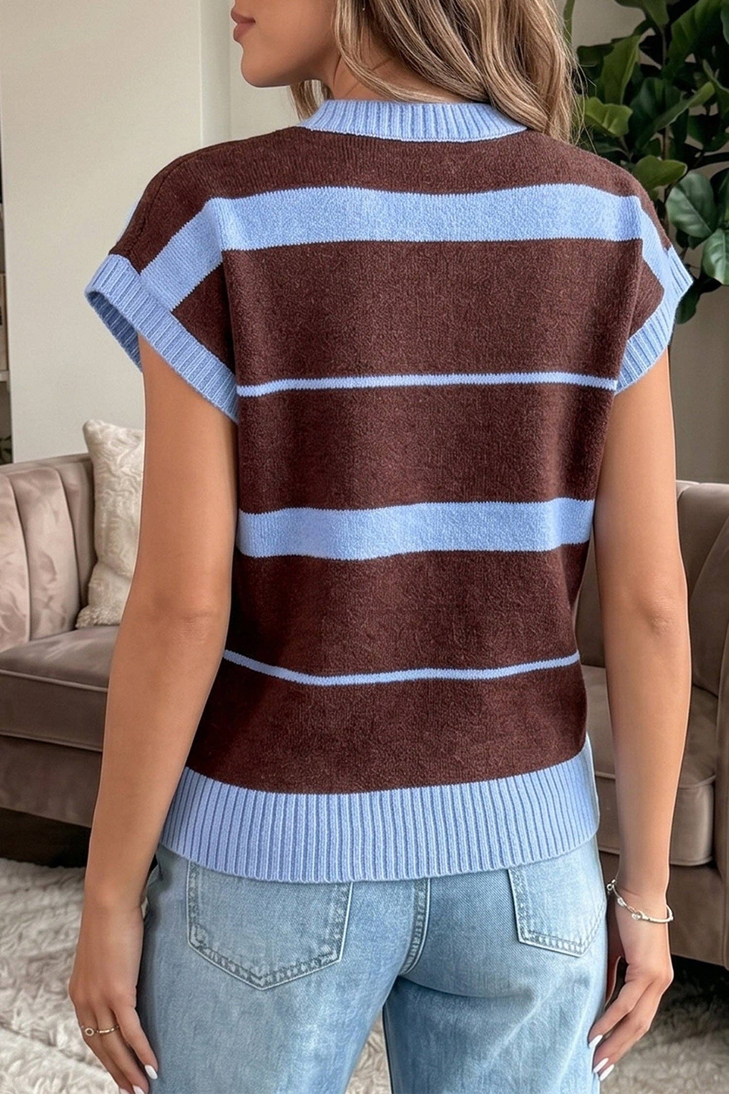 Sky Blue Stripe Short Sleeve
