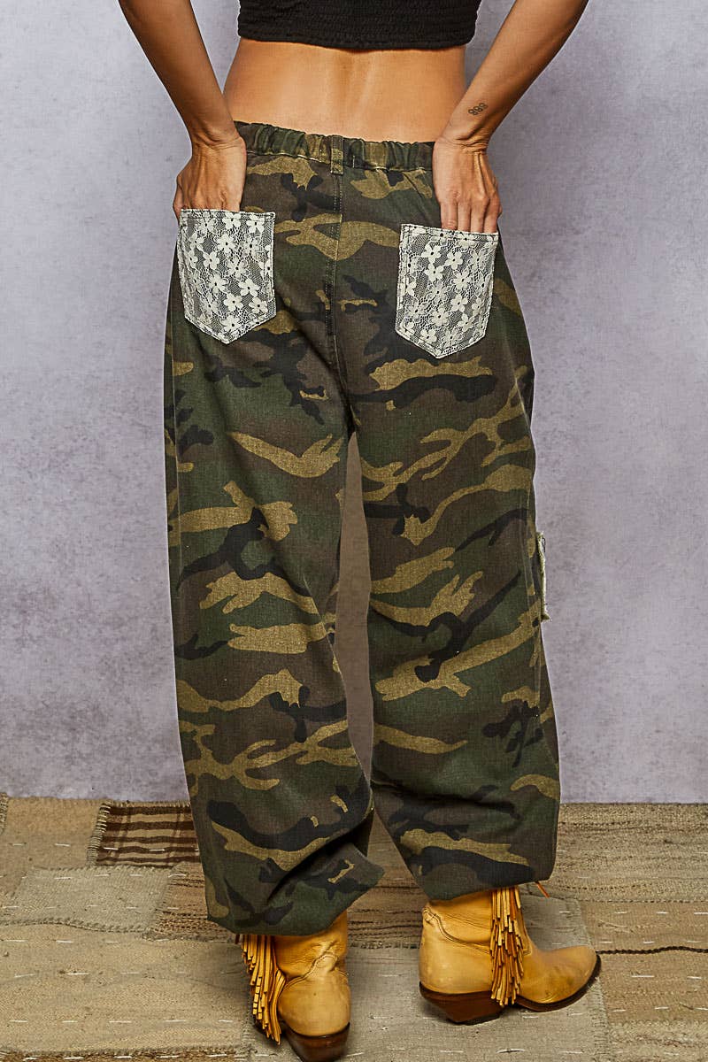 Camo Patch Detail Elastic Joggers