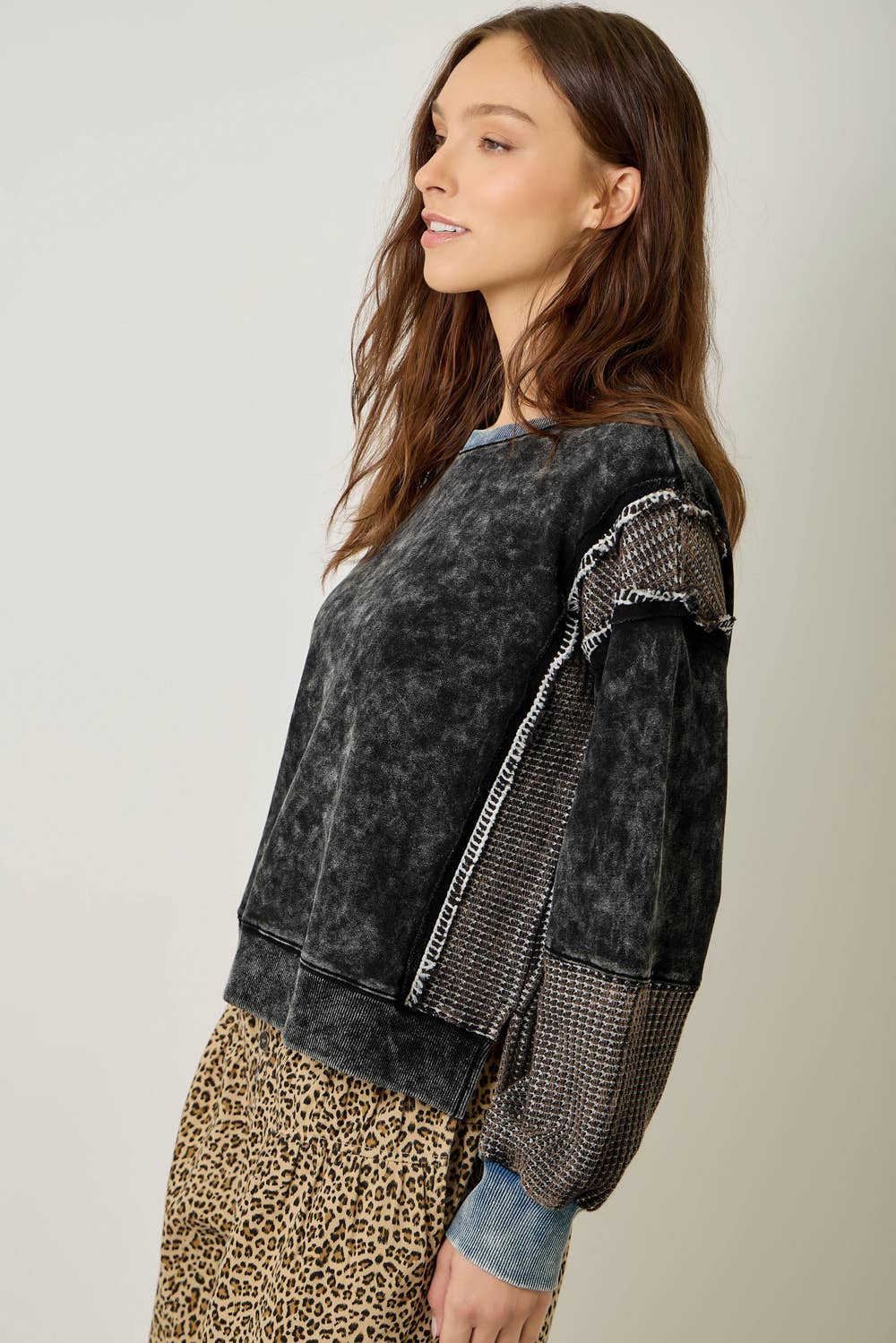 61618 Mixed Media Washed Sweatshirt