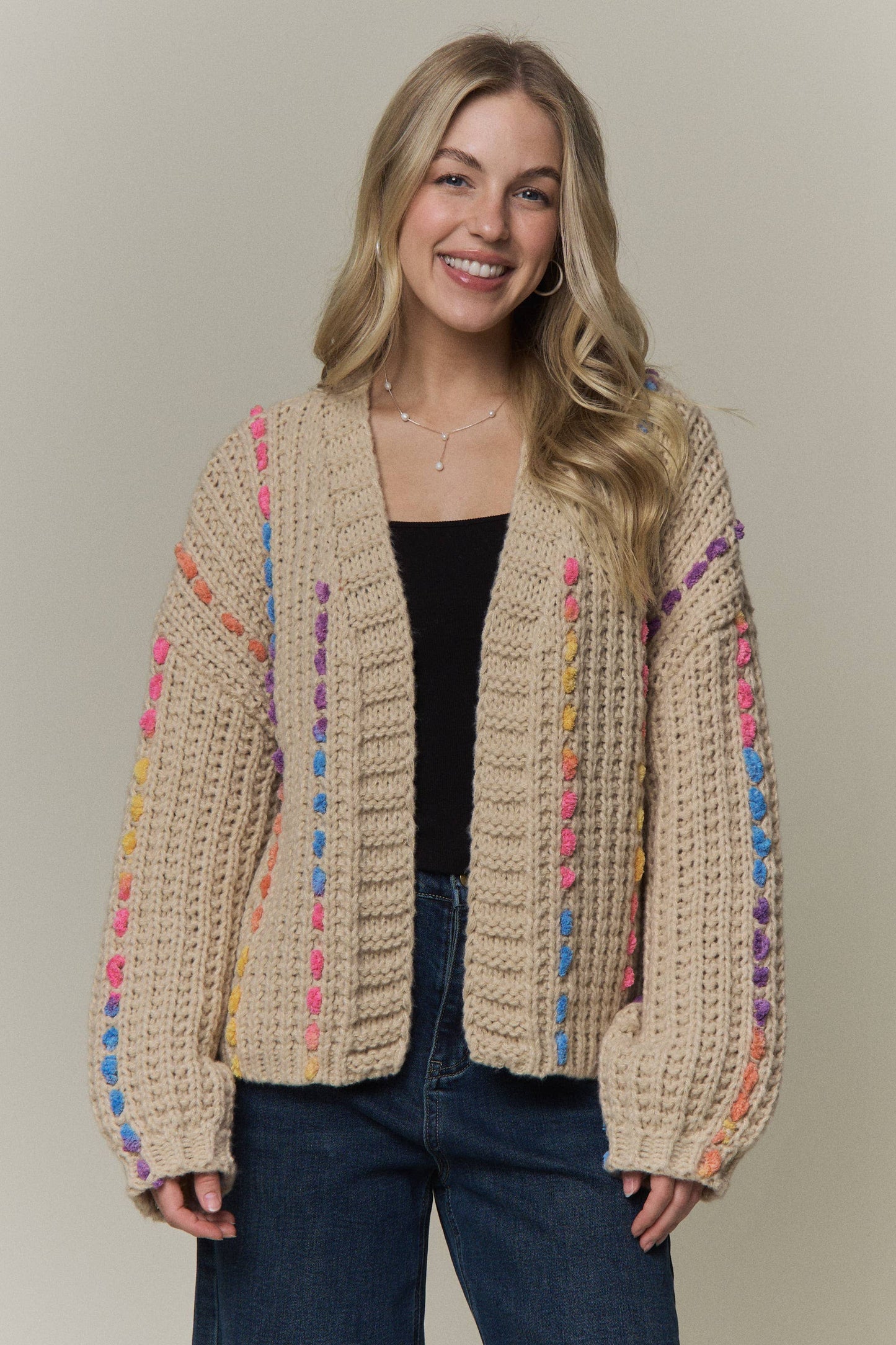 Multicolor Stitch Knit Cardigan