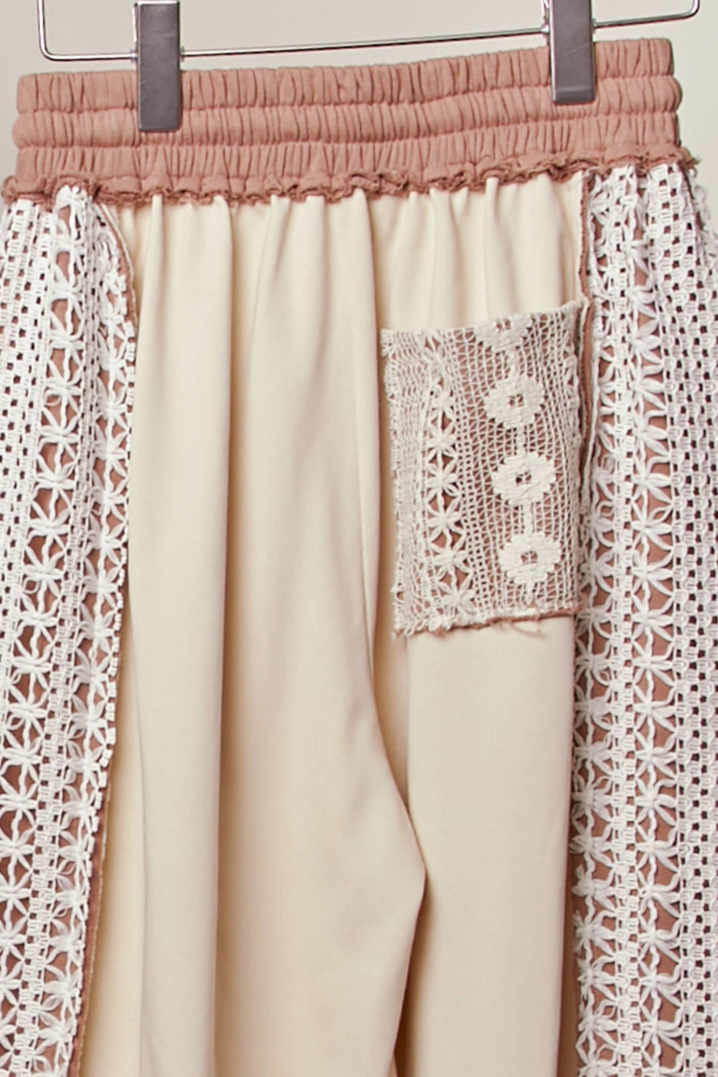 Lace Accents Patchwork Maxi Pants