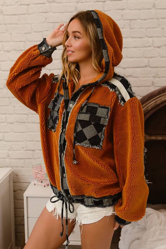 Fleece and Denim Mix and Match Hoodie