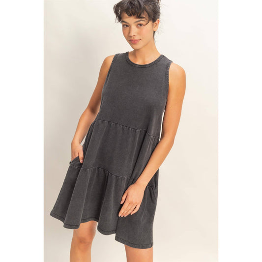 Sleeveless Crewneck Tiered Mini Dress