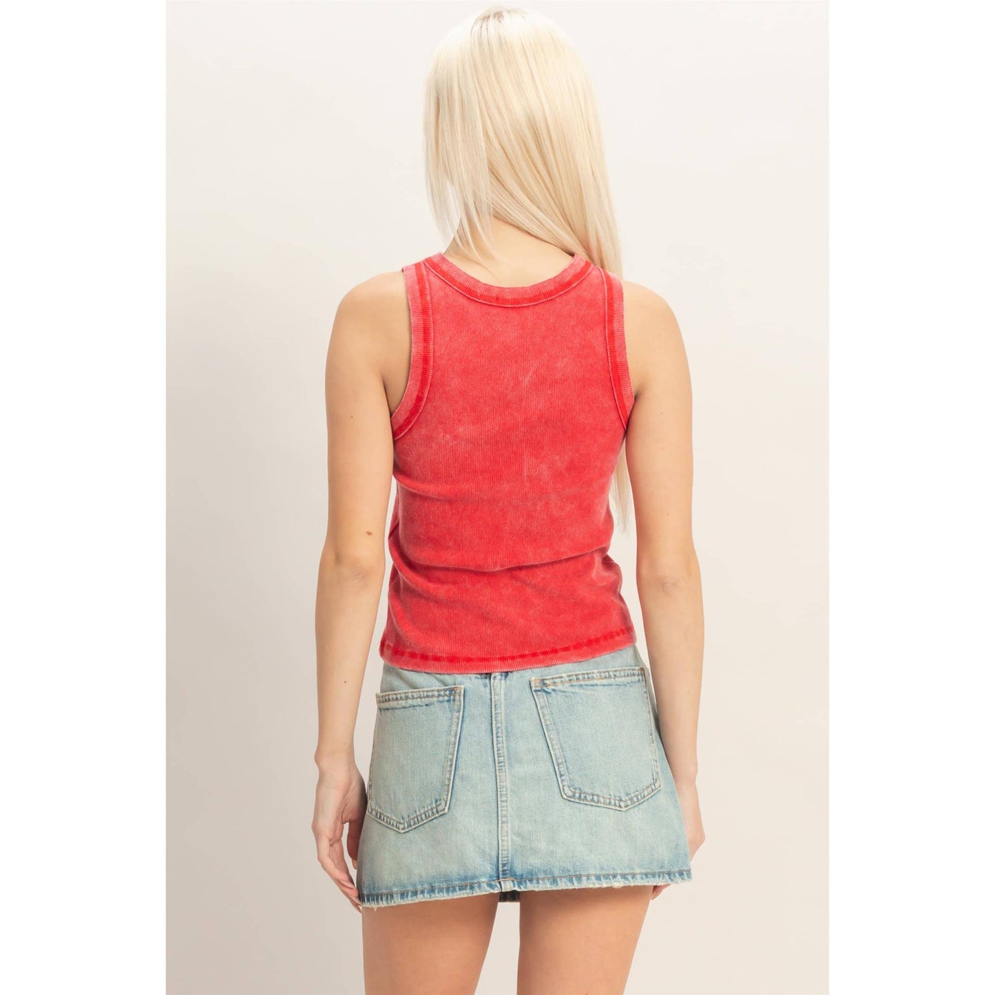 Acid Washed Ribbed Tank Top