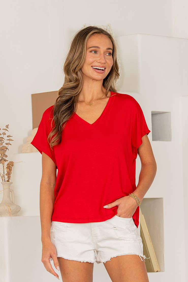 V Neck Short Sleeve Top
