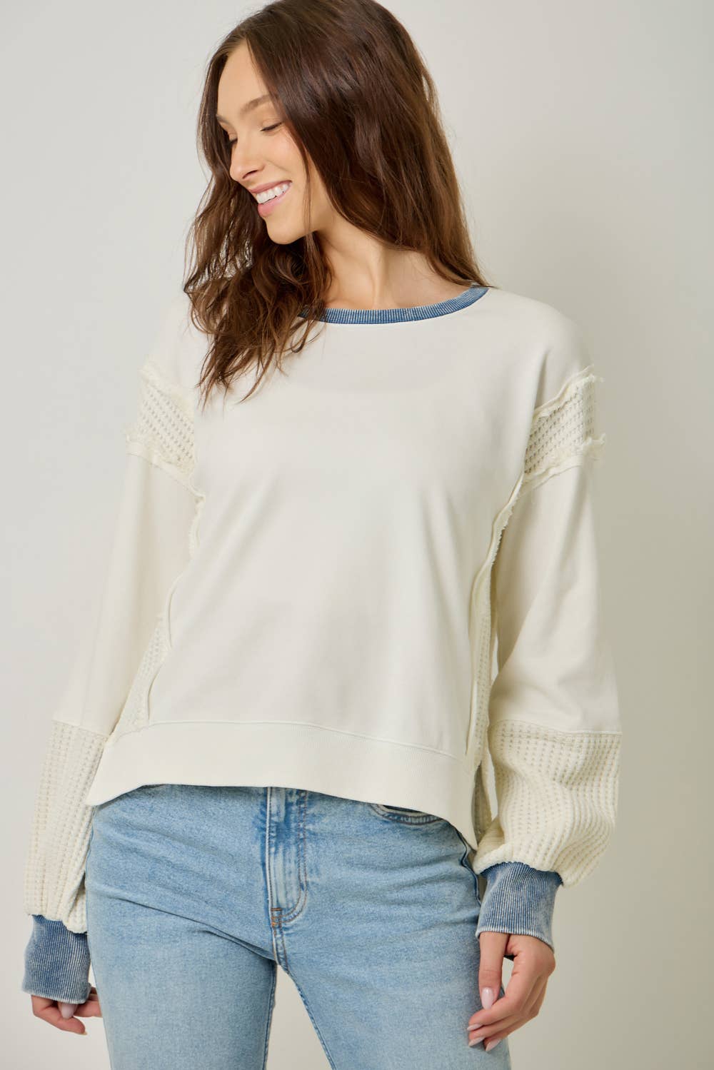 61618 Mixed Media Washed Sweatshirt
