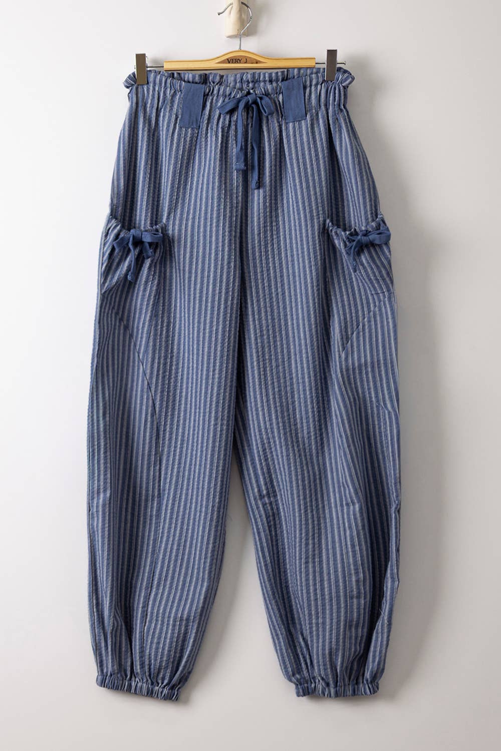 Bow Detail Stripe Textured Joggers
