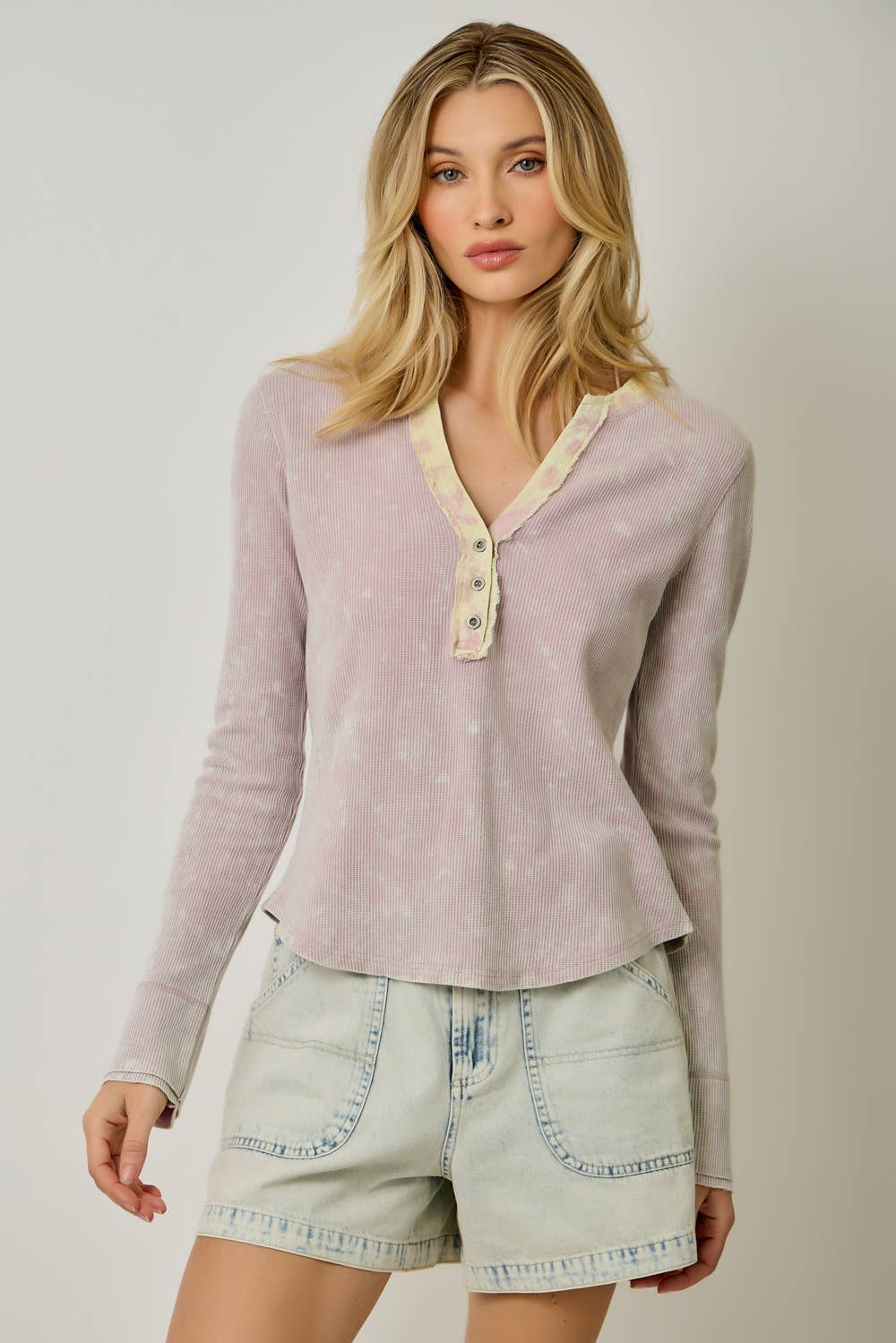 60459 Washed Thermal Henley Top