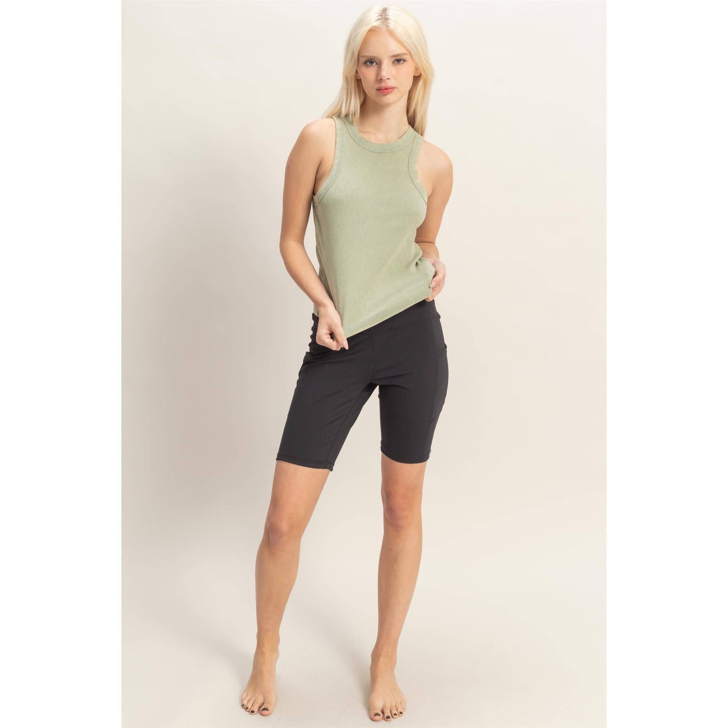 Acid Washed Ribbed Tank Top