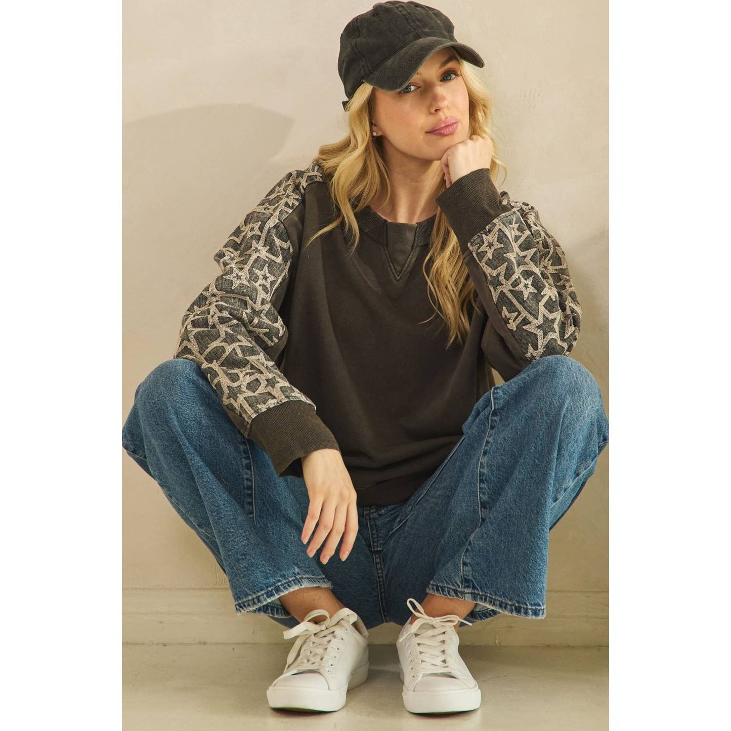 Denim Star Patch Sweatshirt