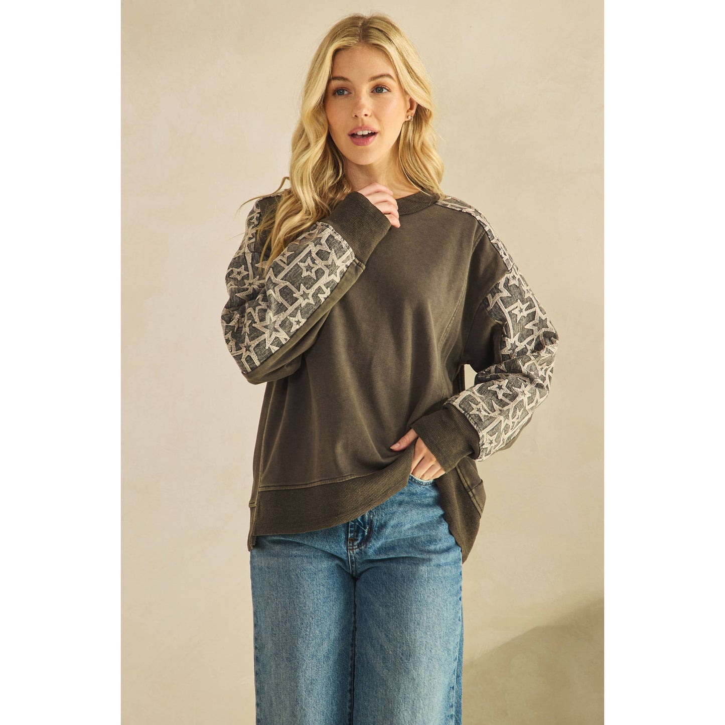 Denim Star Patch Sweatshirt