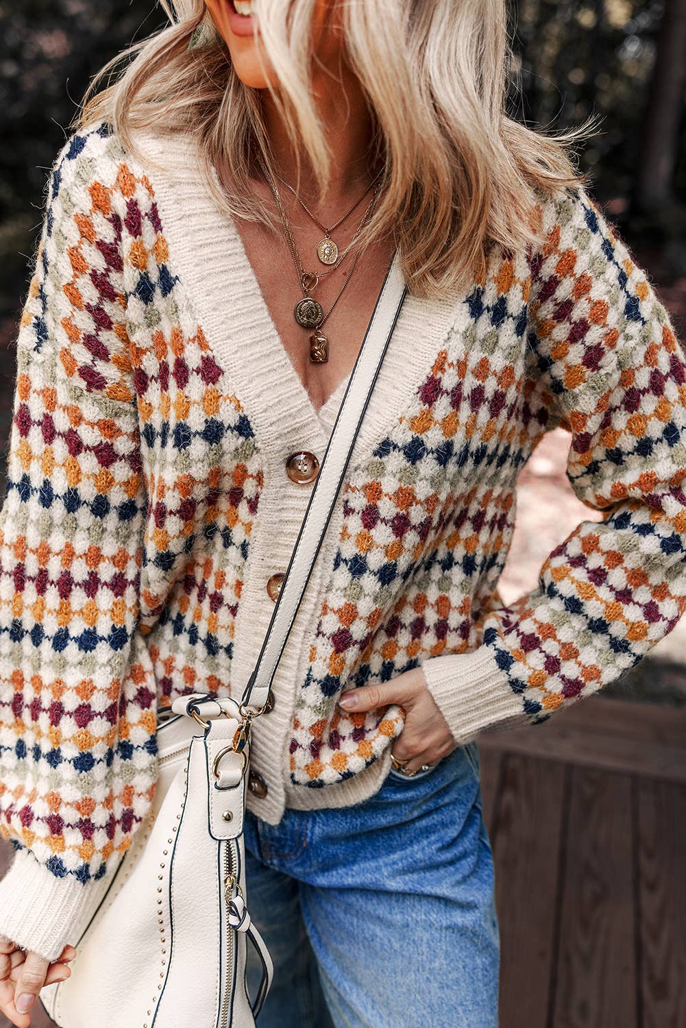 Multi Color Pattern Cardigan