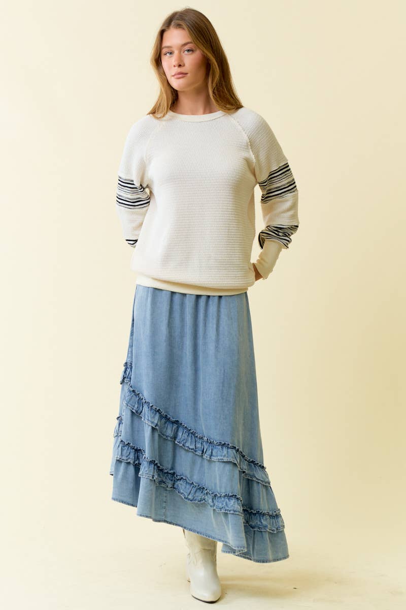 CONTRAST FAIRISLE KNIT SWEATSHIRT - 45351T