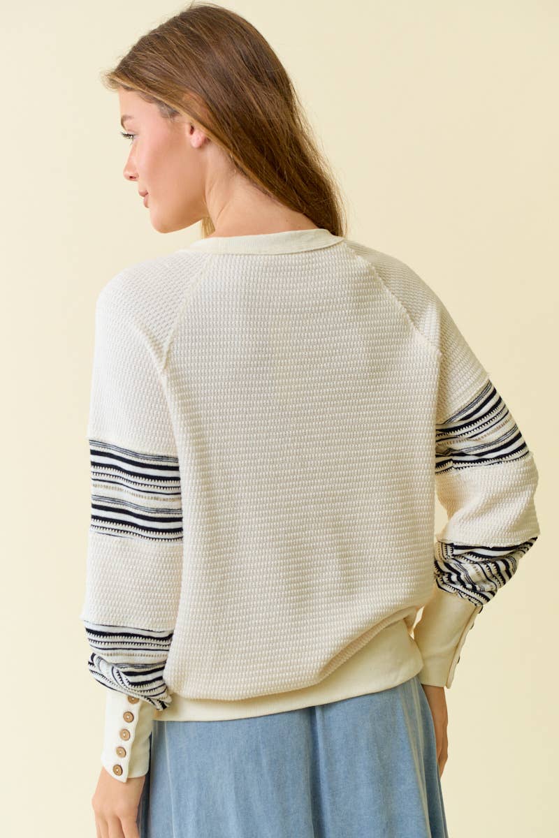 CONTRAST FAIRISLE KNIT SWEATSHIRT - 45351T