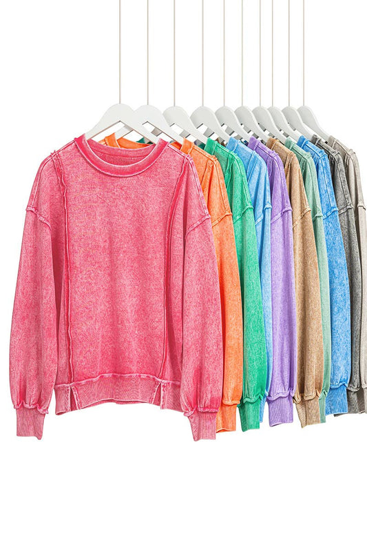 0326 Halo Snow Washed F/Terry Exposed Seam Sweatshirt SI-29633 Zenana