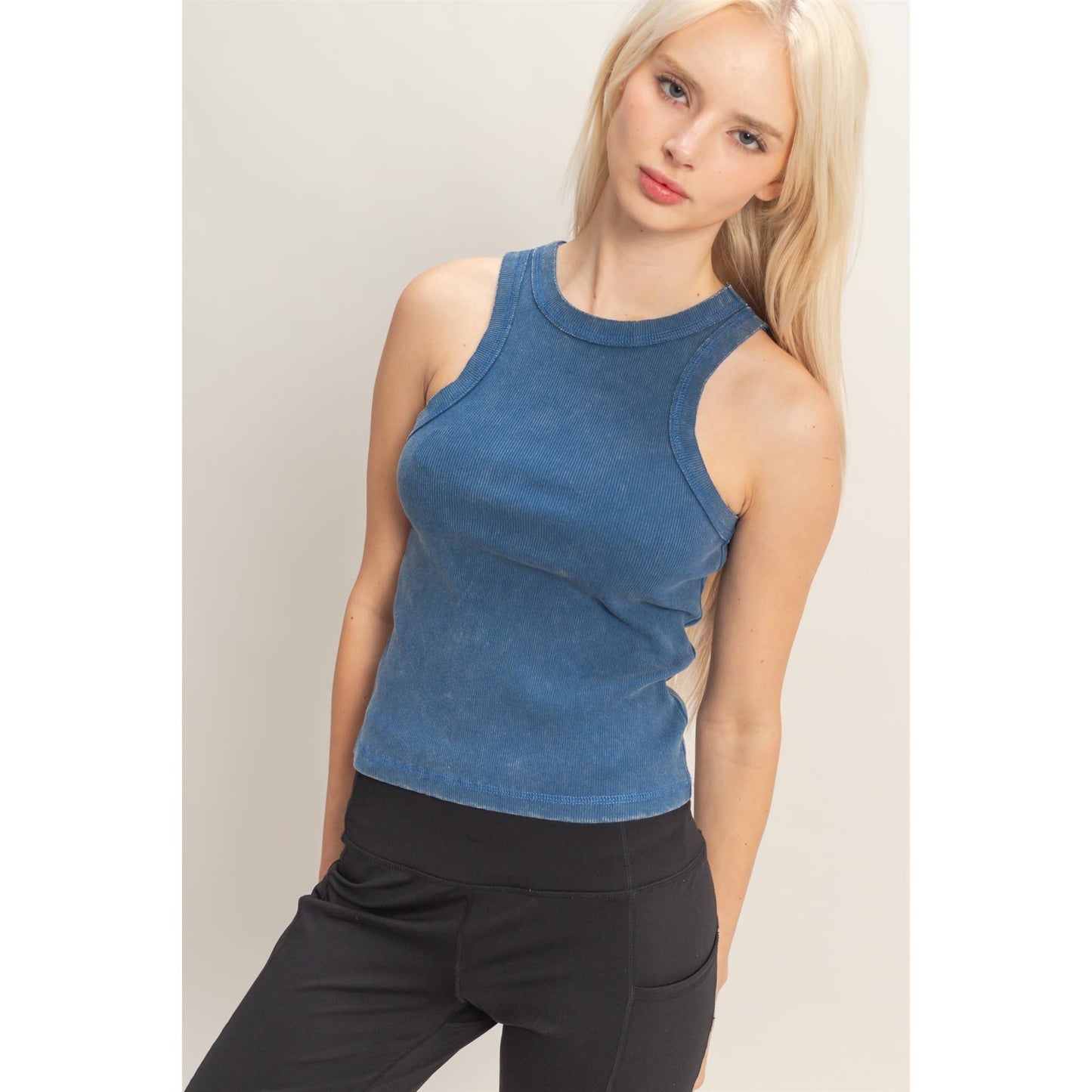 Acid Washed Ribbed Tank Top