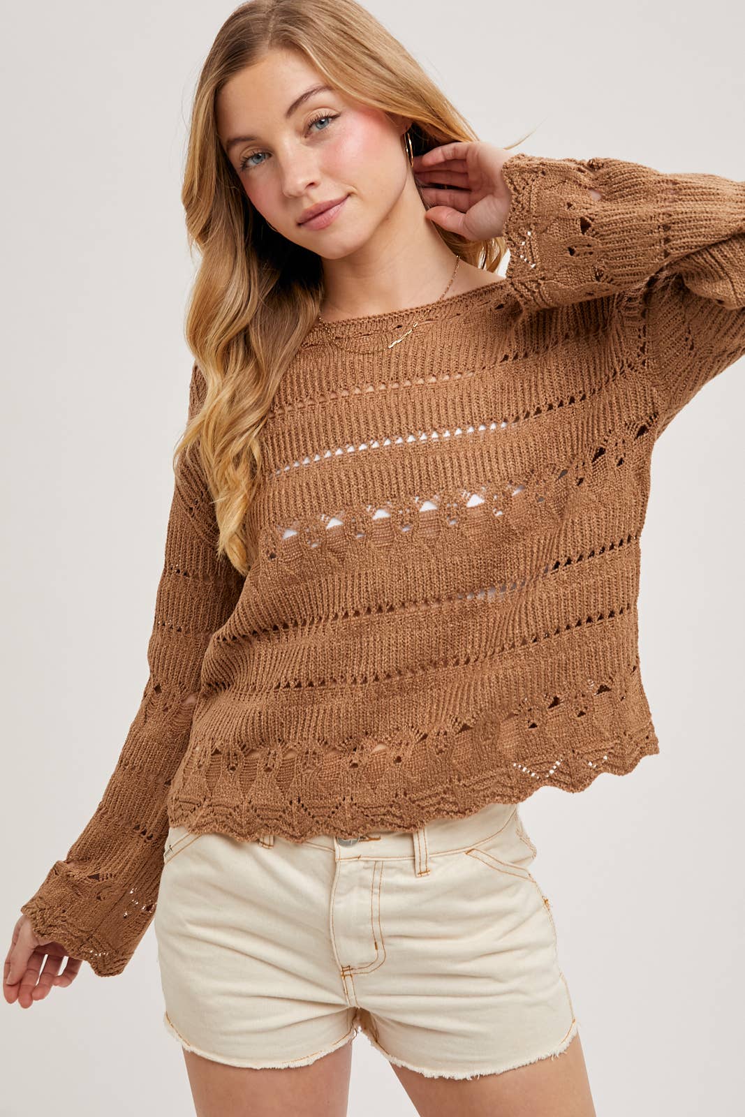 Open Knit Pullover Sweater