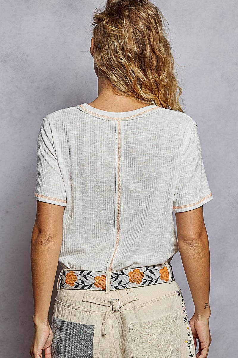 Round Neck Short Sleeve Solid Knit Top