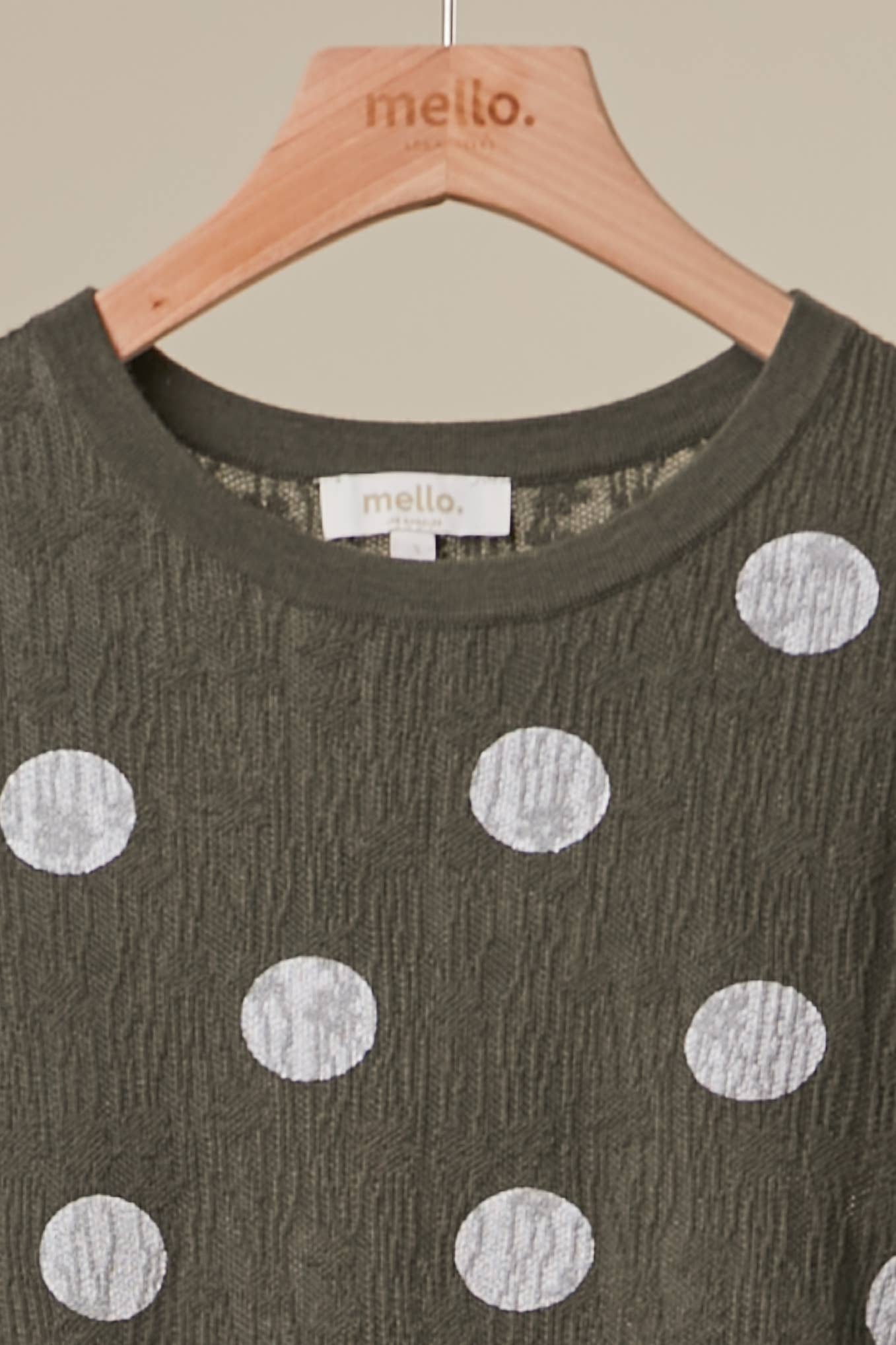 Olive Polka Dot Cap Sleeve Top