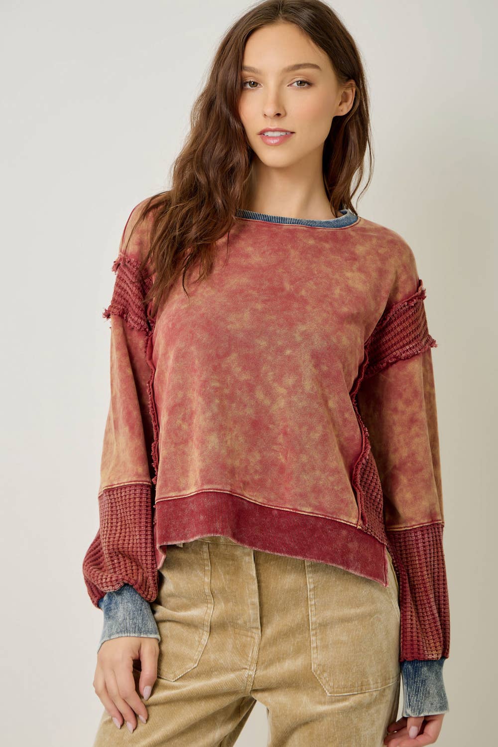 61618 Mixed Media Washed Sweatshirt
