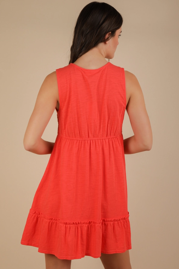 Pammy Knit Crochet Lace Trim Dress