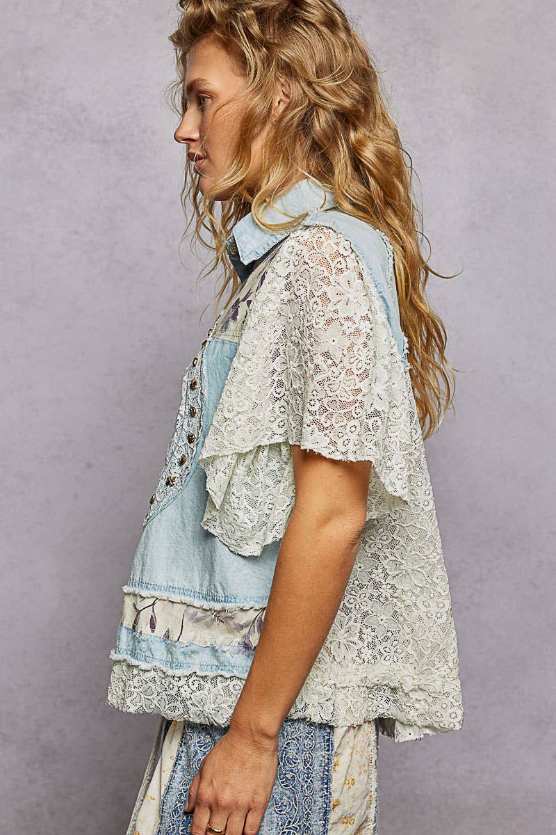 Lace Stud Peace Patch Vintage Jacket