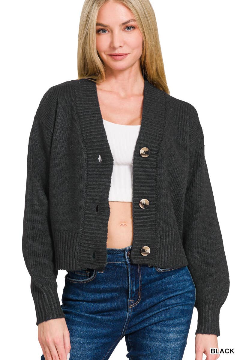 Drop Shoulder Button Front Cardigan