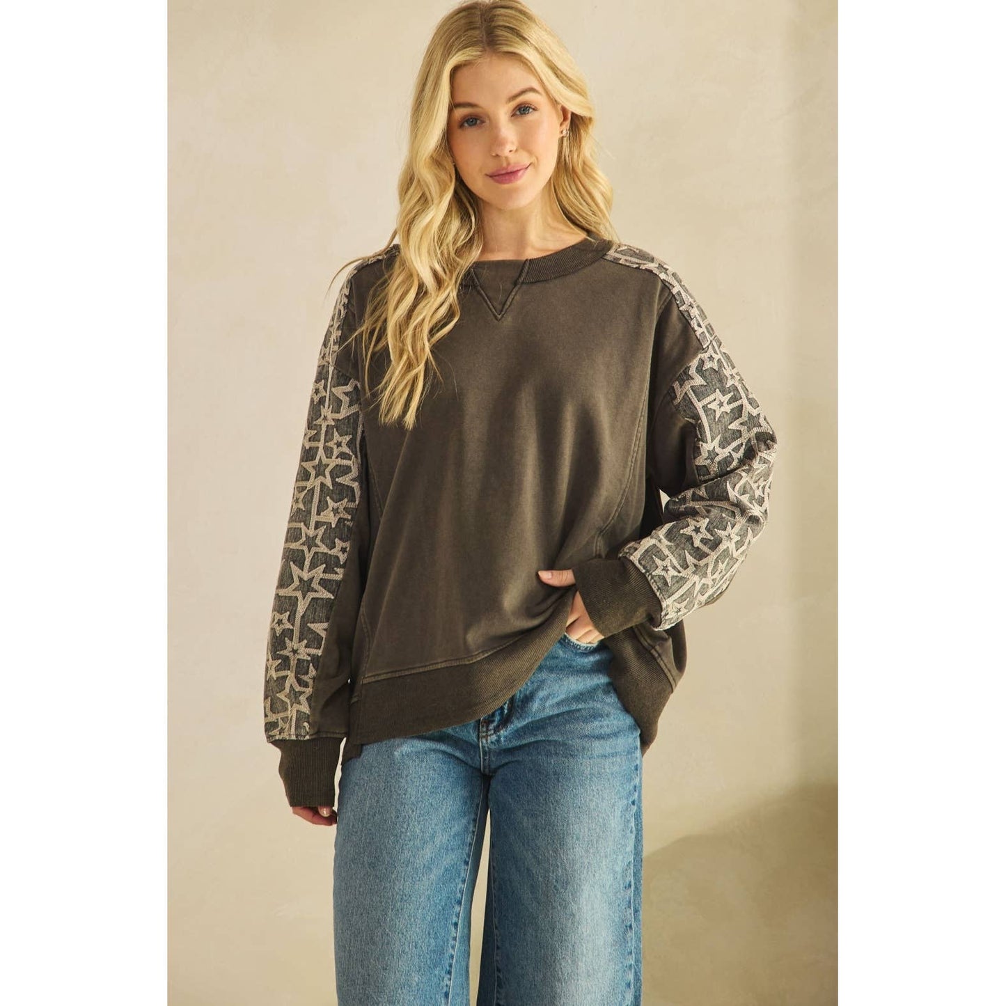 Denim Star Patch Sweatshirt