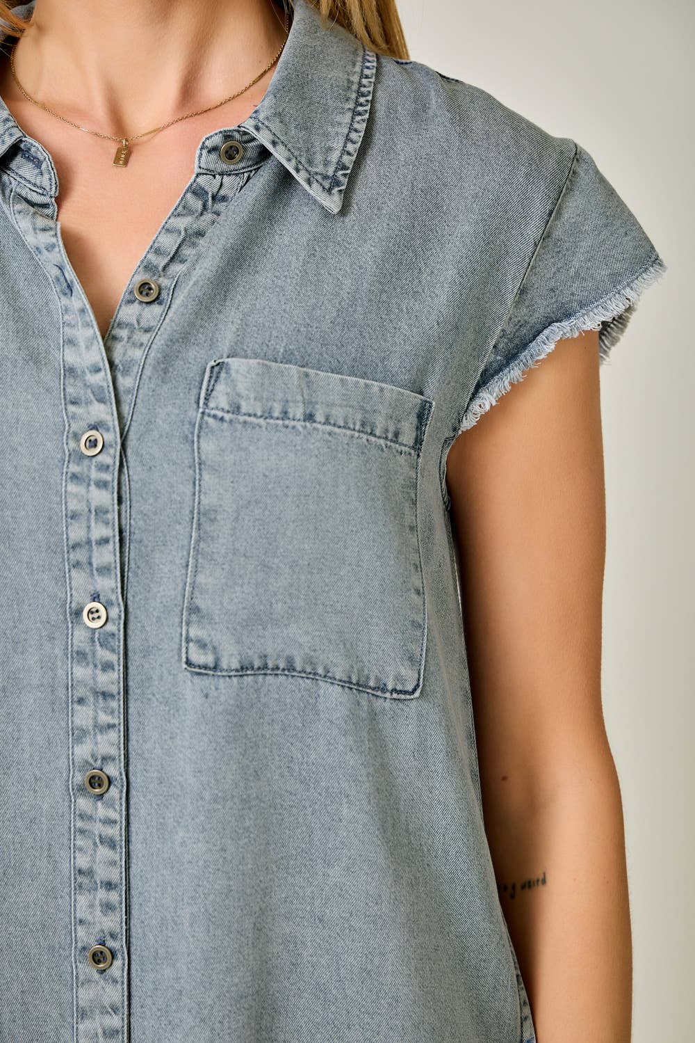 Flutter Sleeve Tencel Shirt Dress