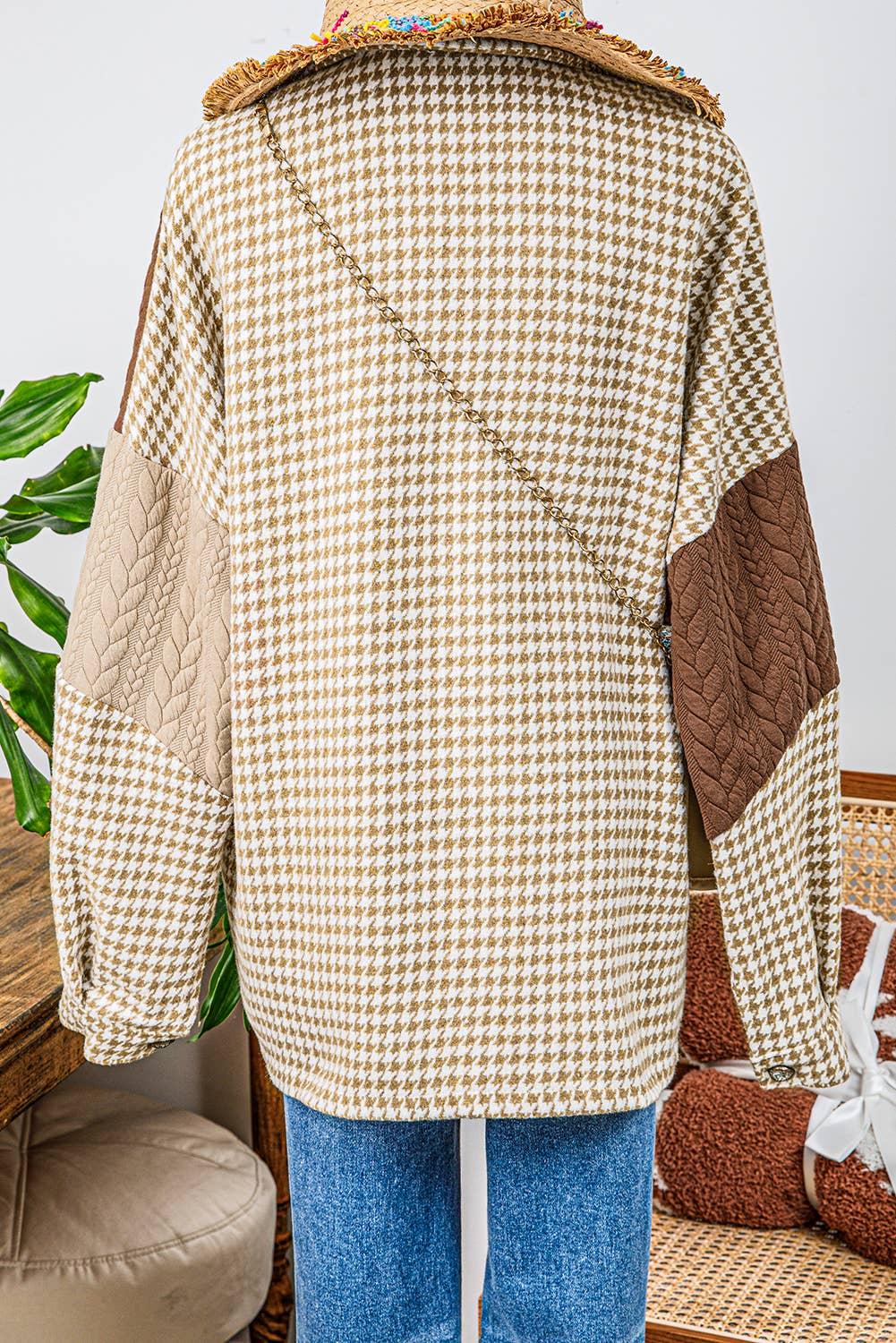 Houndstooth Patchwork Shacket