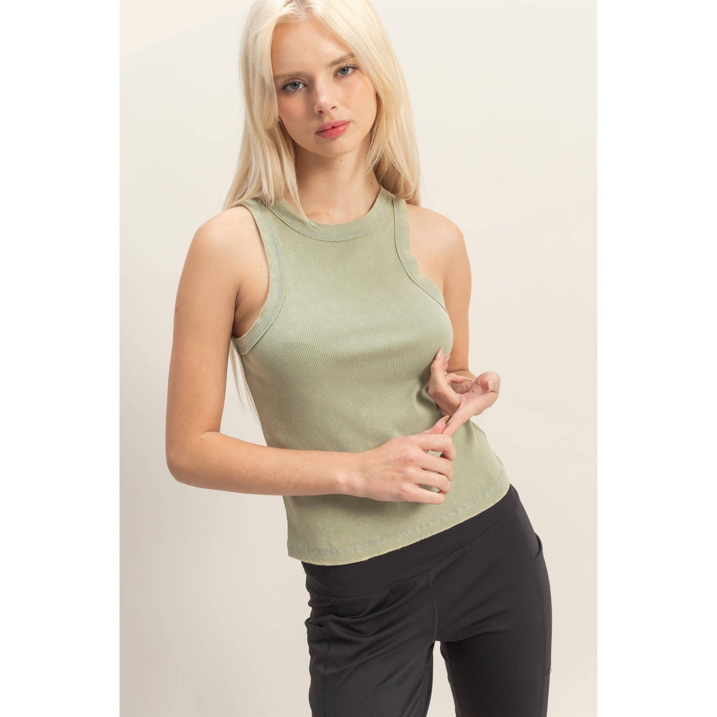 Acid Washed Ribbed Tank Top