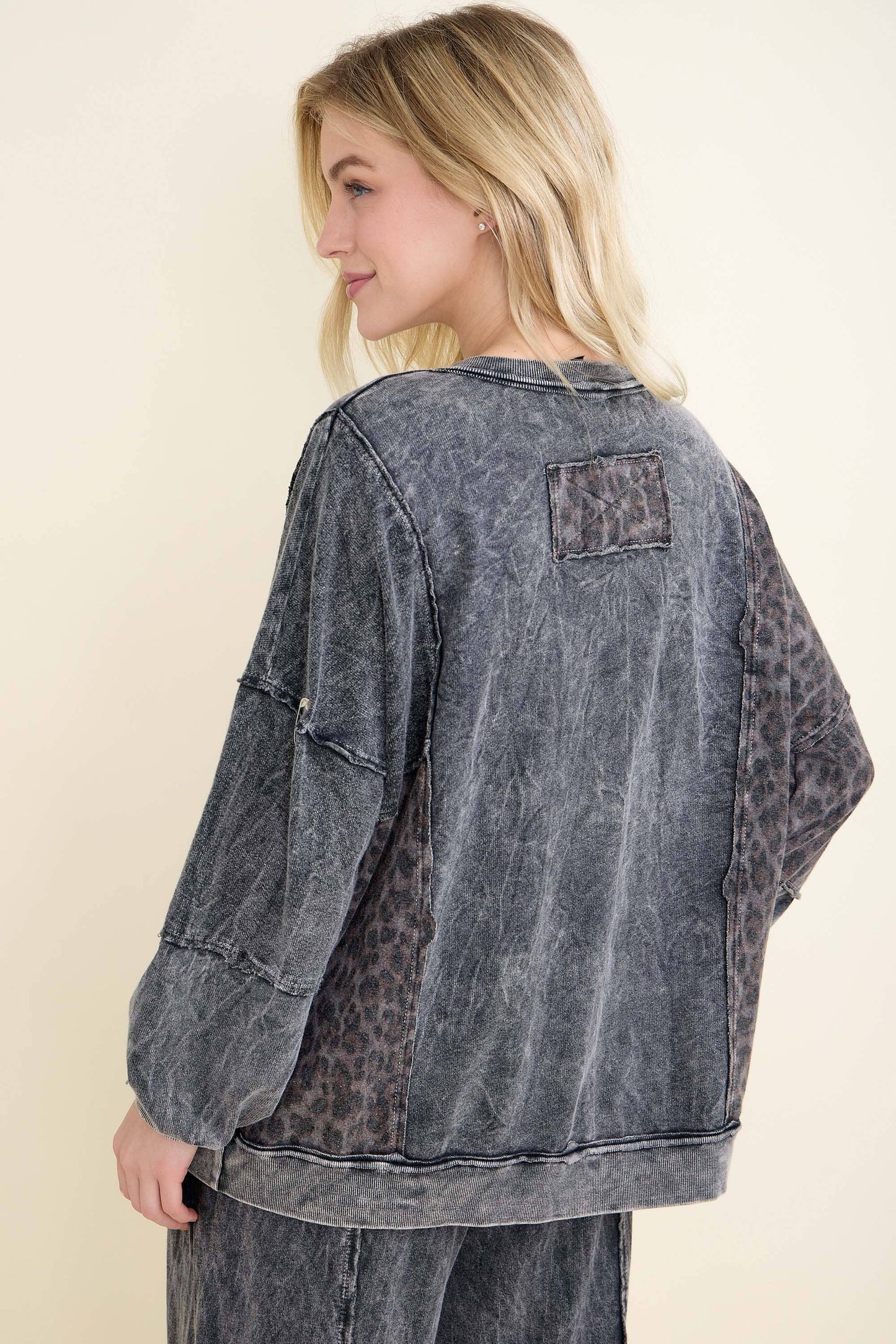 Mineral Washed Cheetah Zipper Jacket