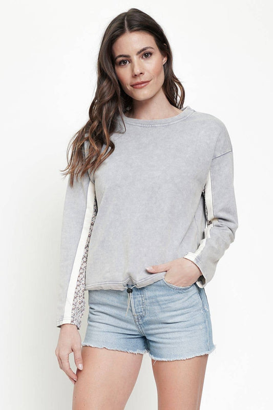 Heather Grey Mix Media Top