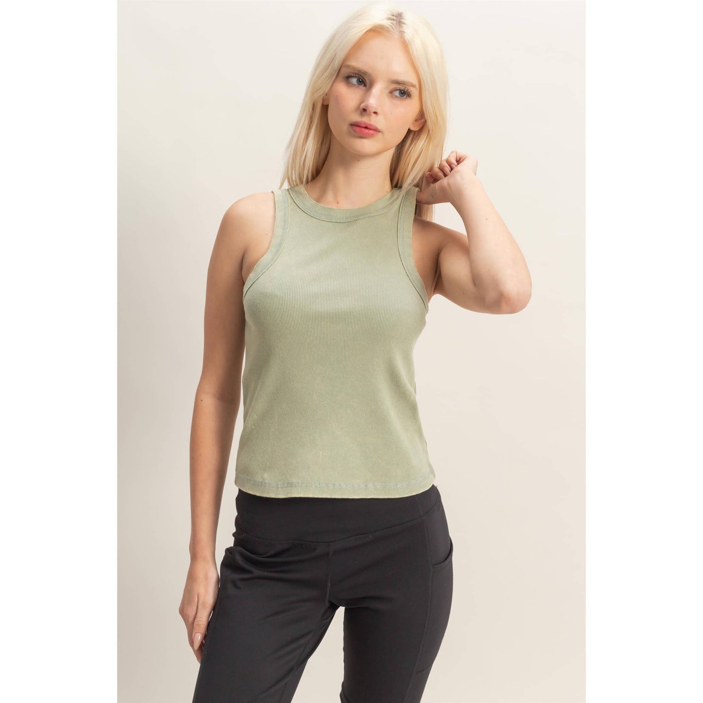 Acid Washed Ribbed Tank Top