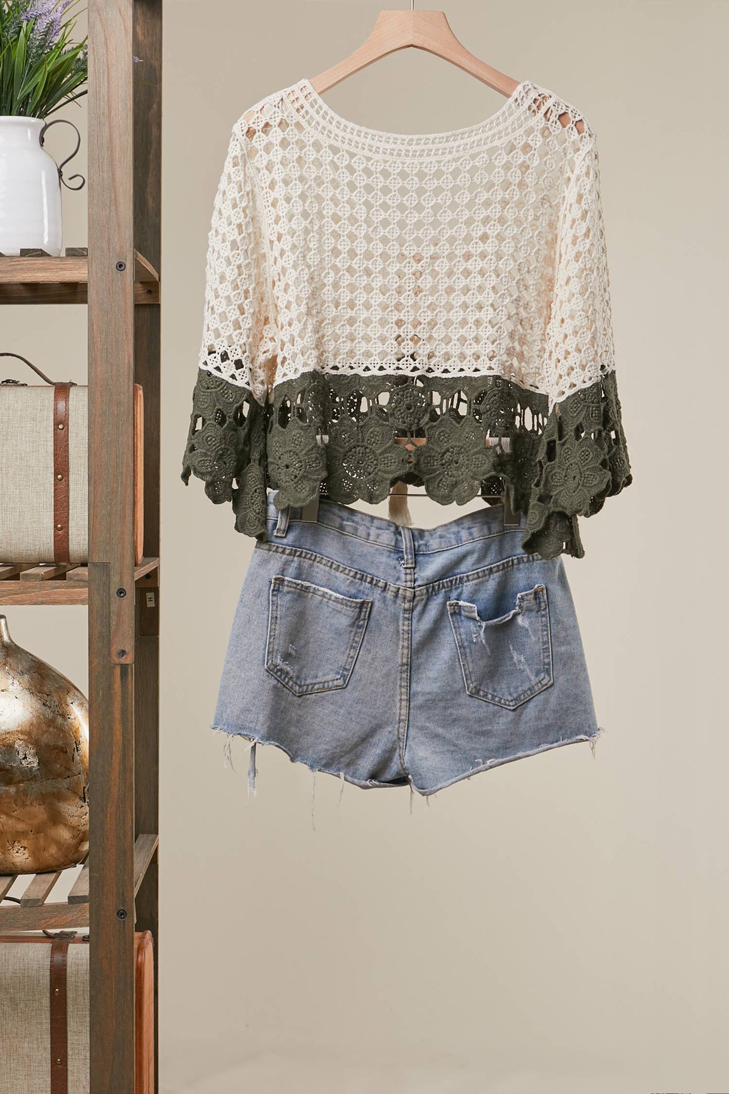 Boho Color Block Crochet Top