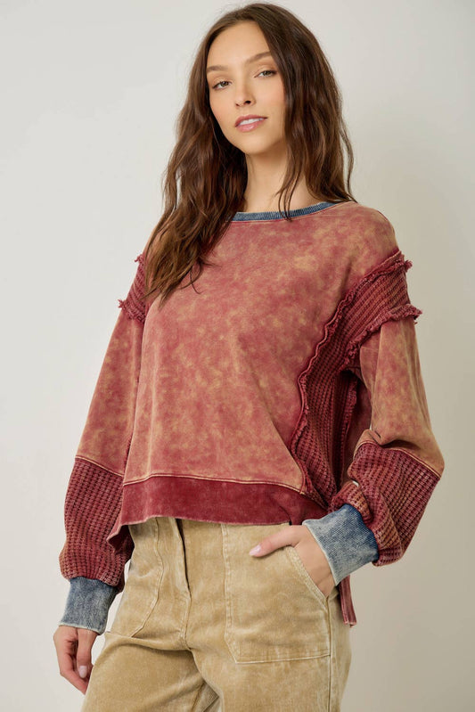 61618 Mixed Media Washed Sweatshirt