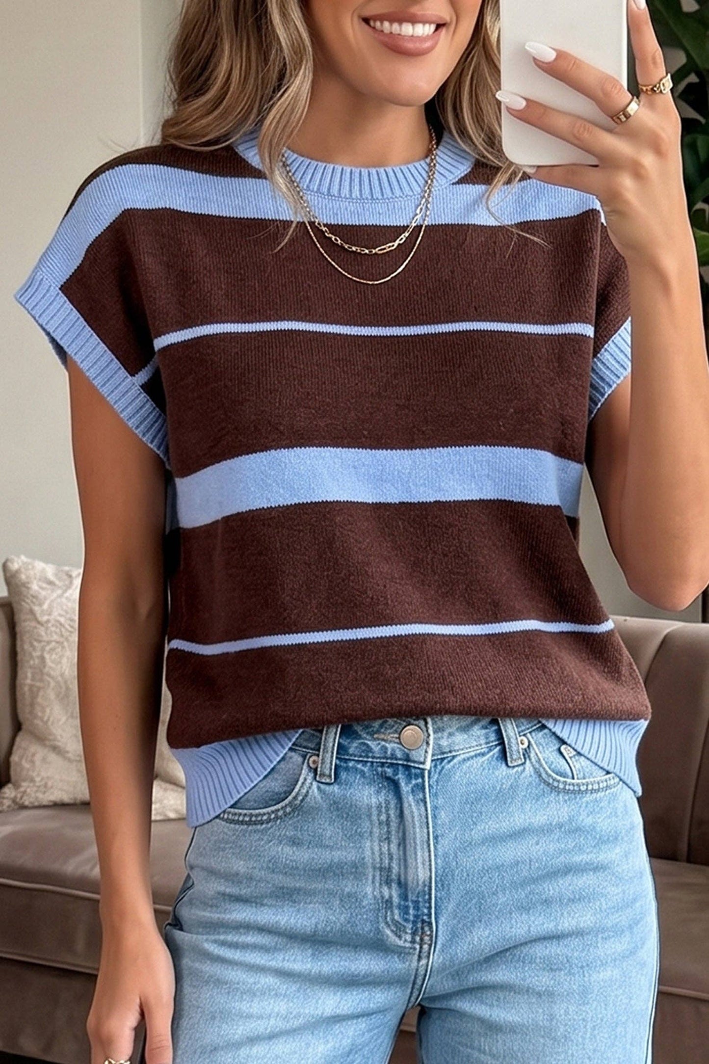 Sky Blue Stripe Short Sleeve