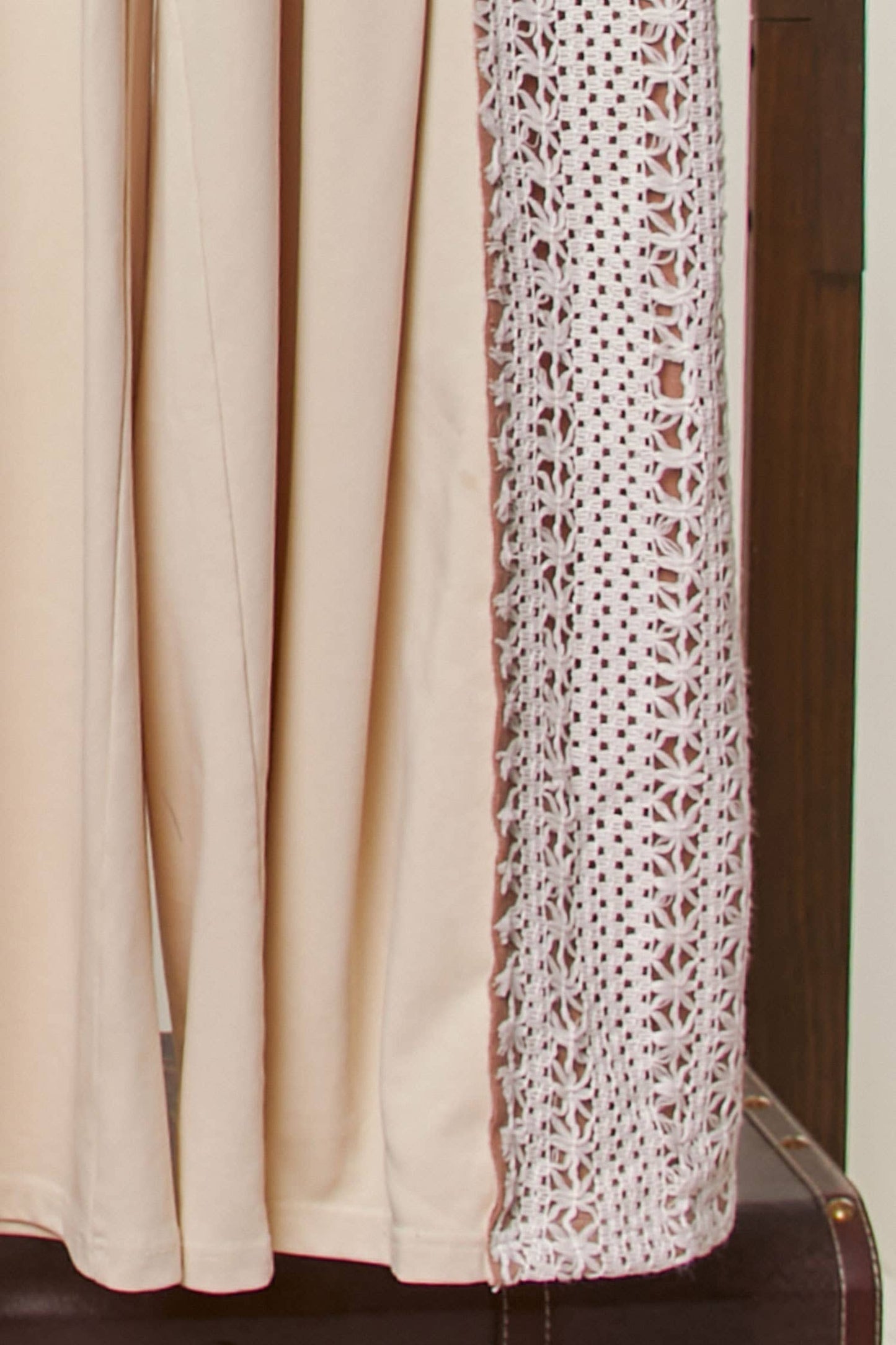 Lace Accents Patchwork Maxi Pants