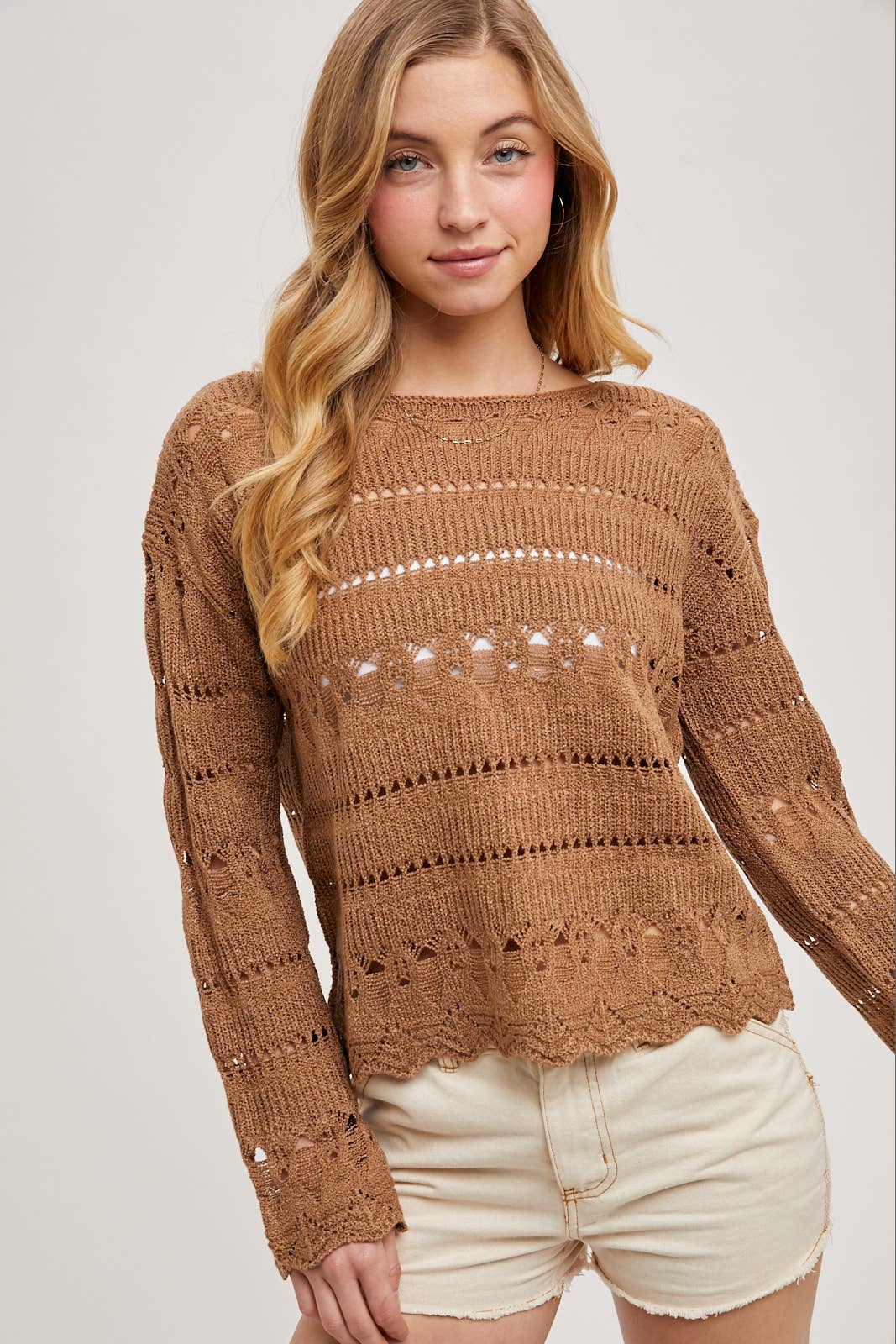 Open Knit Pullover Sweater