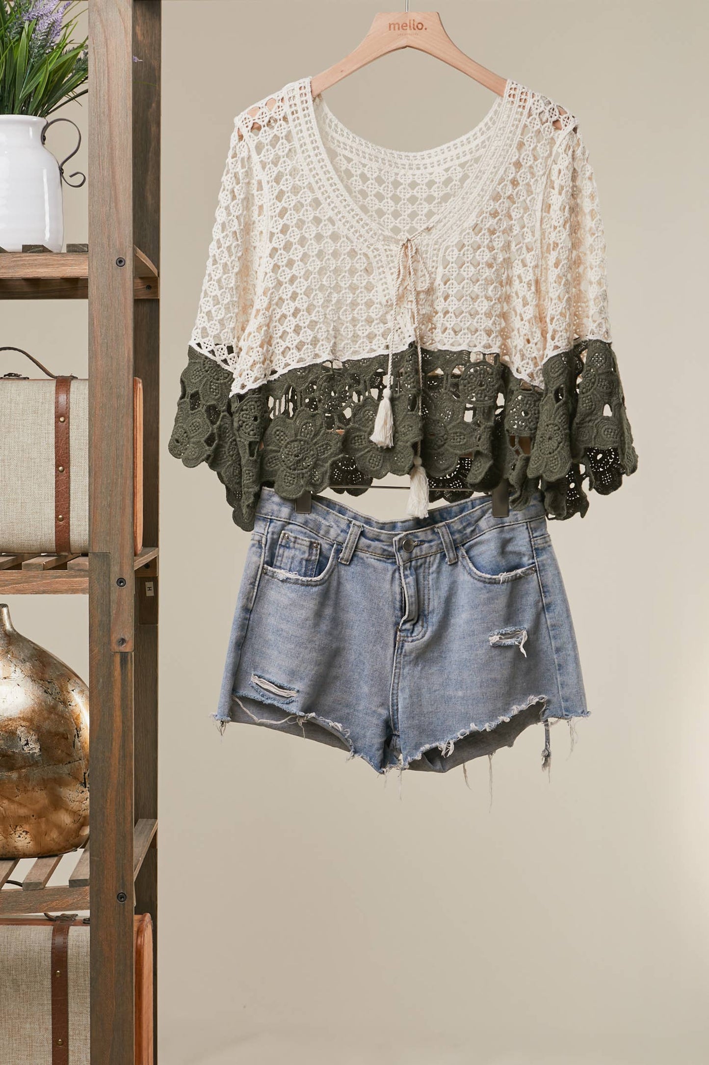 Boho Color Block Crochet Top