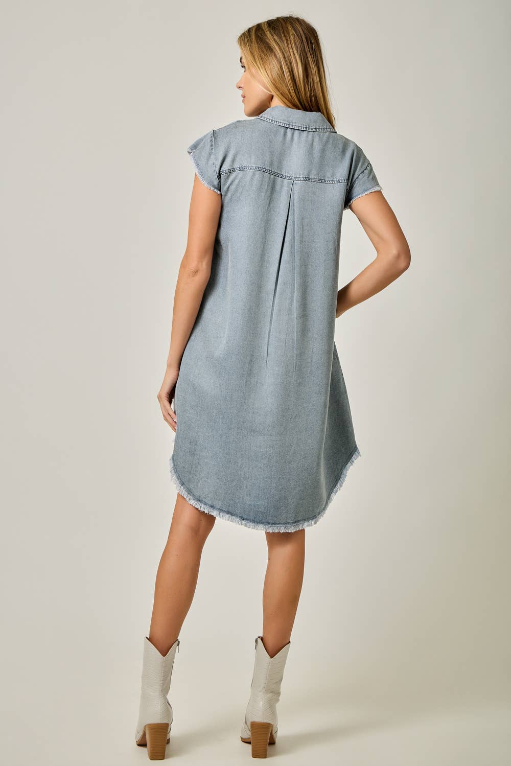 Flutter Sleeve Tencel Shirt Dress