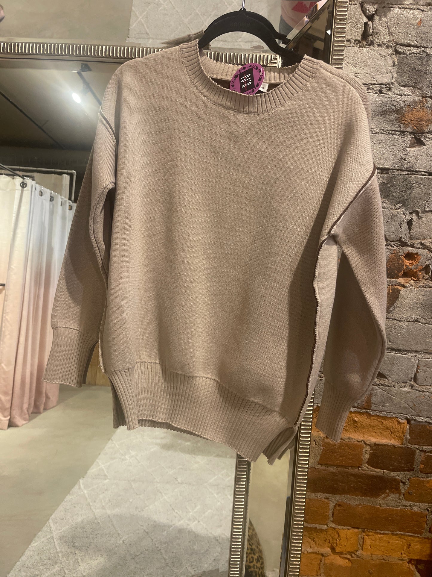 Ash Mocha/Brown Contrast Sweater