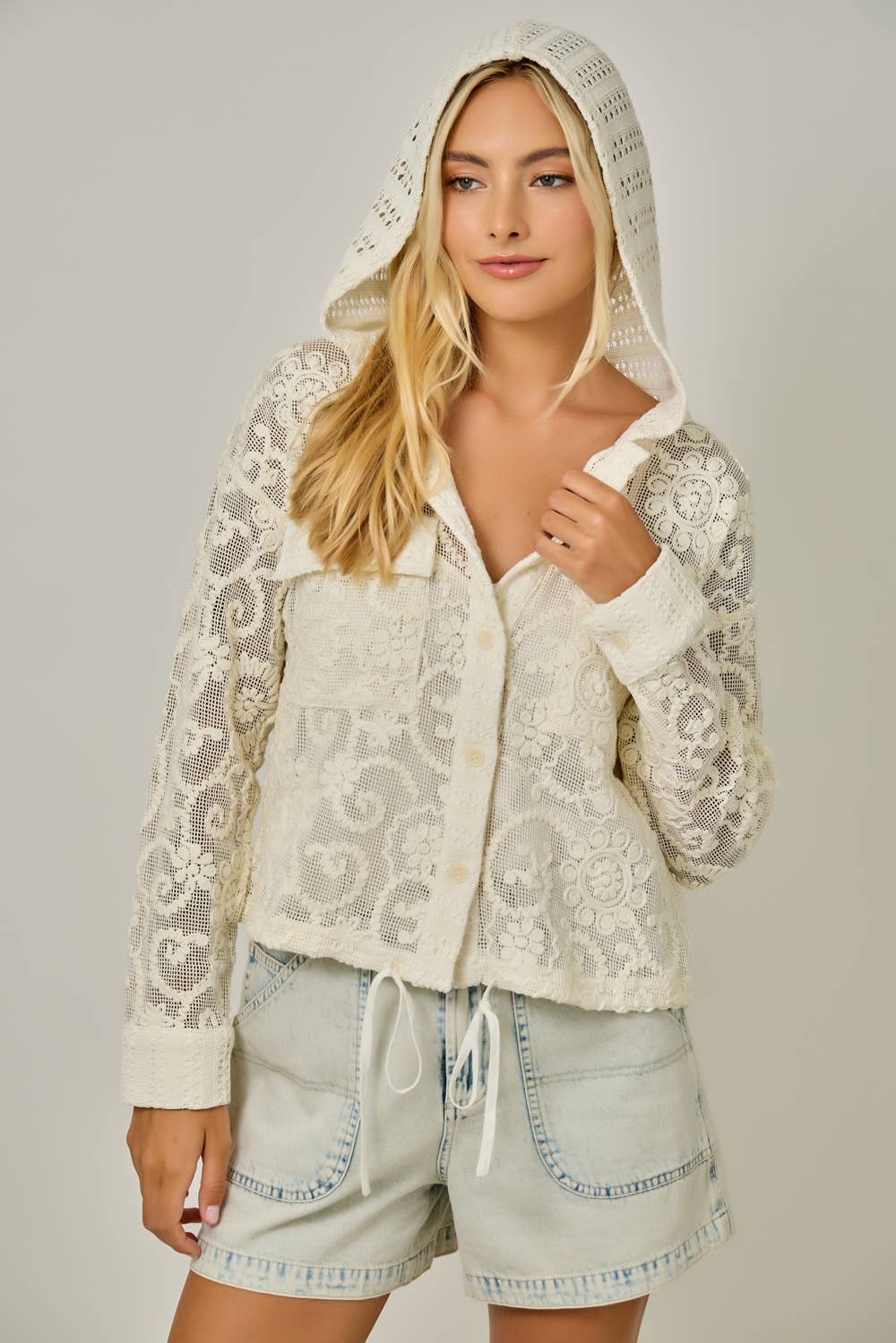 Crochet Lace Hoodie Jacket