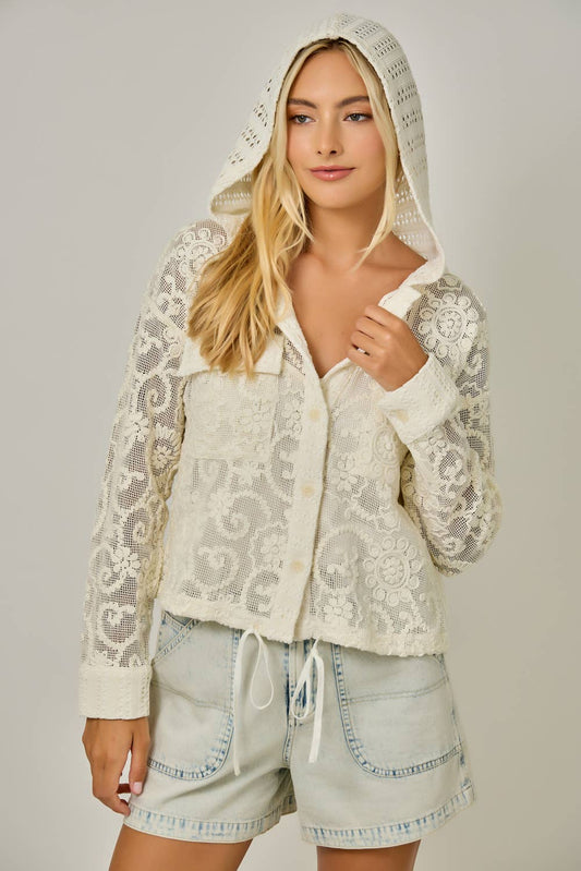 Crochet Lace Hoodie Jacket